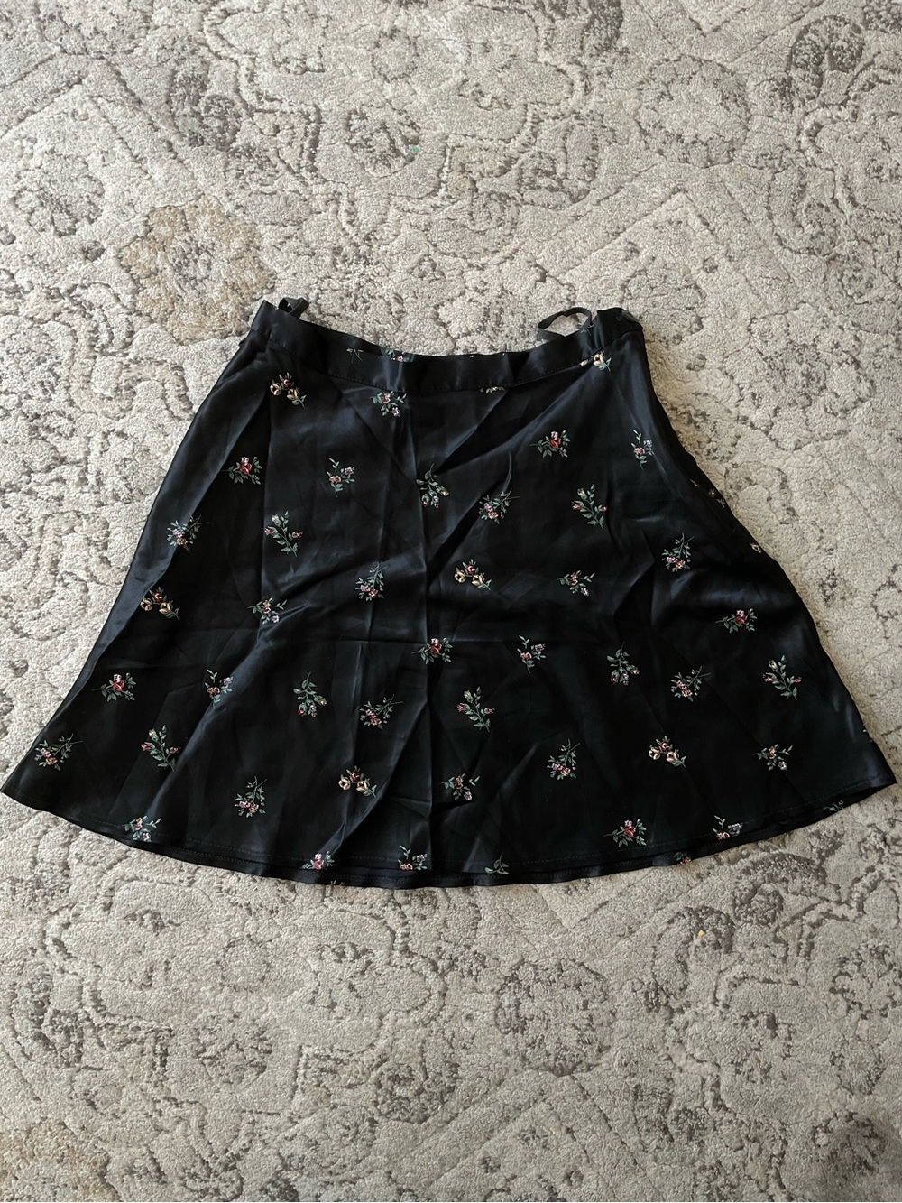 Vintage Black Floral Skater Skirt